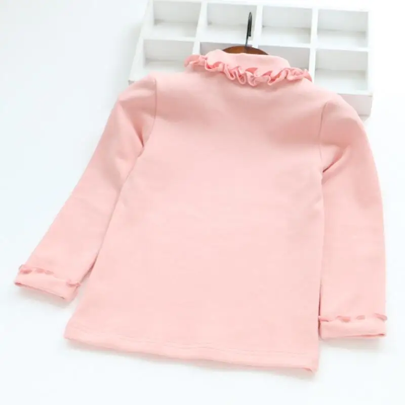 Осенне-зимняя блузка для девочек; футболка с высоким воротником; Детские рубашки; рубашка с длинными рукавами для малышей; футболка для девочек; топы; детская одежда; JW4193