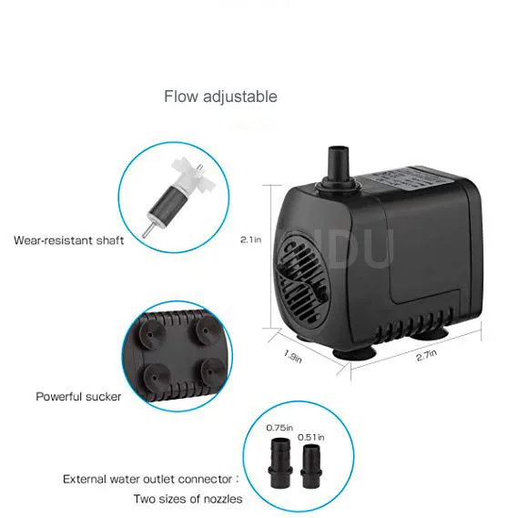 2,5 Вт/4 Вт/7 Вт/12 Вт/15 Вт аквариумный водяной насос 220 V/110 V с светодиодный свет погружной насос потока регулируемая вилка стандарта ЕС/США