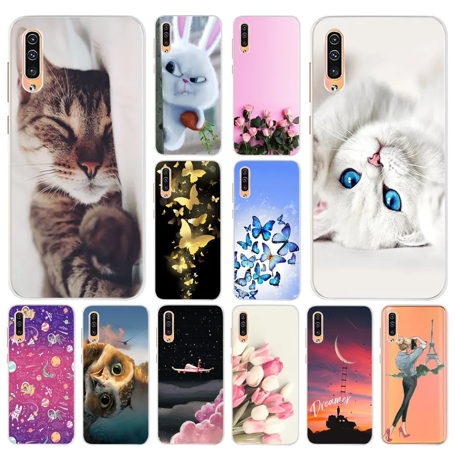 For Phone Case Samsung Galaxy A50 Silicone Soft A505f A505 Cover Coque Cat Cute Back |