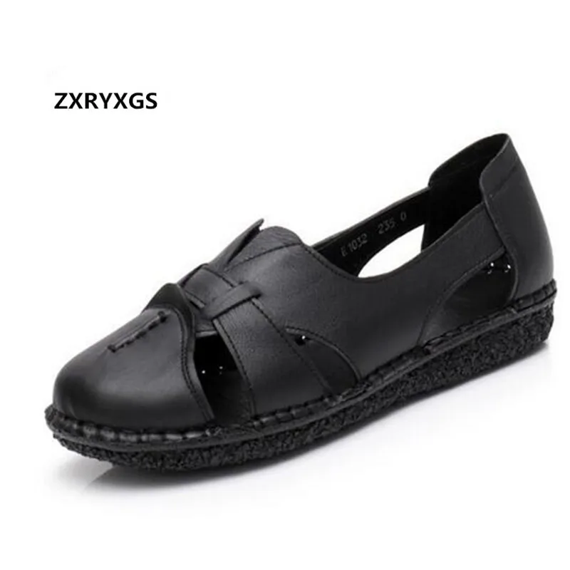 

ZXRYXGS Brand Sandals Breathable Comfortable Cow Leather Sandals 2018 New Wind Summer Sandals Fashion Casual Shoes Flat Sandals