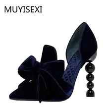 Designer Pearl High Heel Pointed Toe Velvet Bow