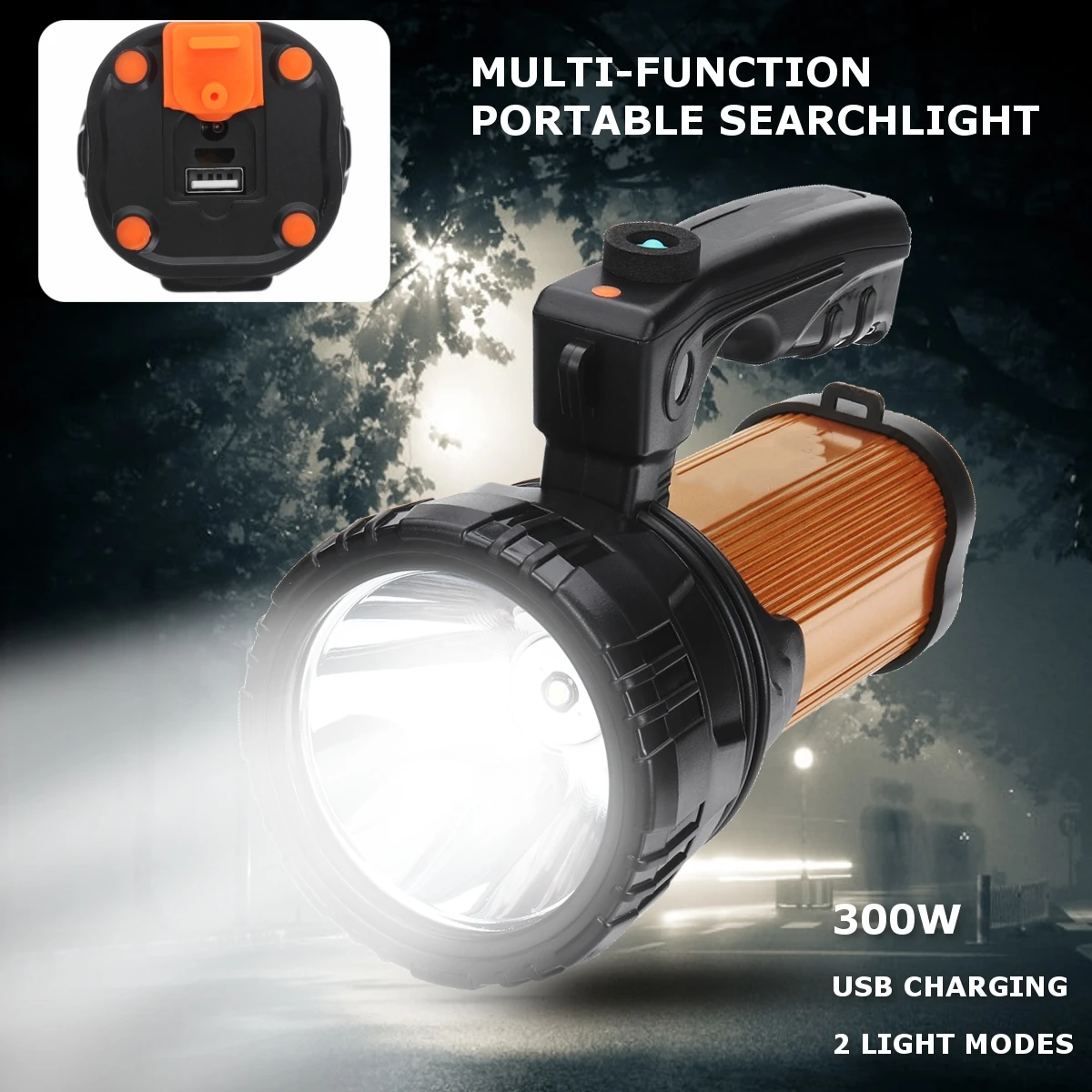 

Portable USB Searchlight Rechargeable Waterproof Flashlights Built-In Battery Outdoor Handheld Torch Searchlight Multi-Function