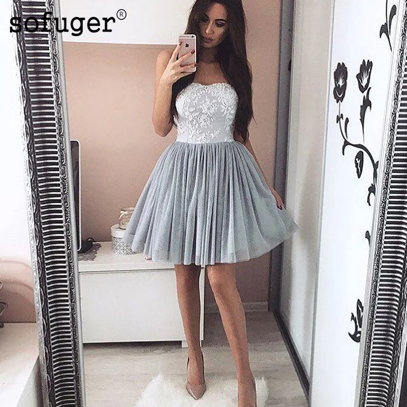 grey homecoming dresses short