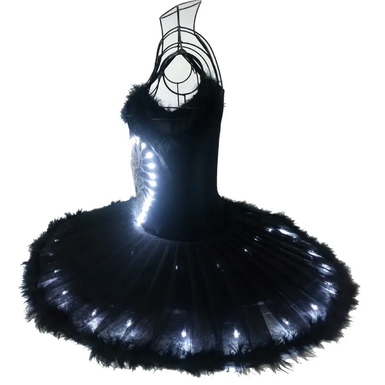 Светодиодный светящийся черный балетный костюм для выступлений, одежда для взрослых, флуоресцентный танцевальный костюм, звездная юбка, светодиодный танцевальный фонарь