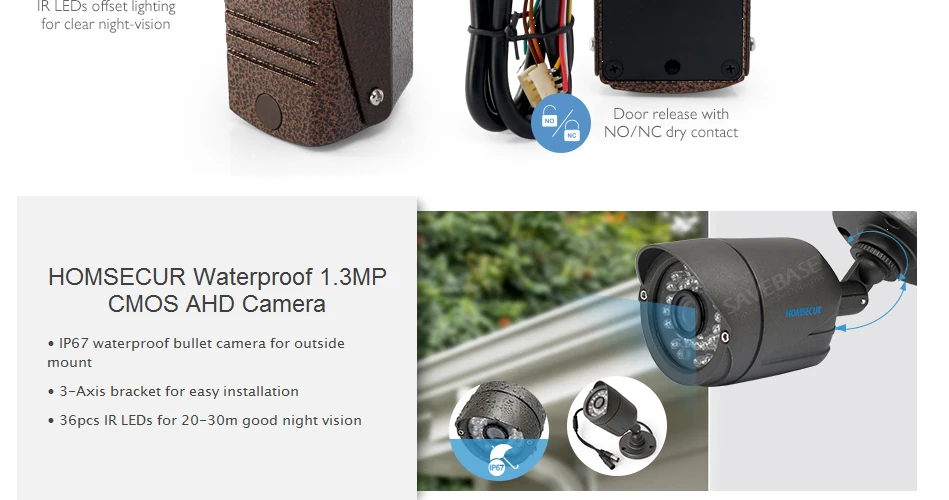 HOMSECUR 4 провода Hands-free видео домофон система вызова с Водонепроницаемая камера видеонаблюдения BC011HD-C + BM716HD-S