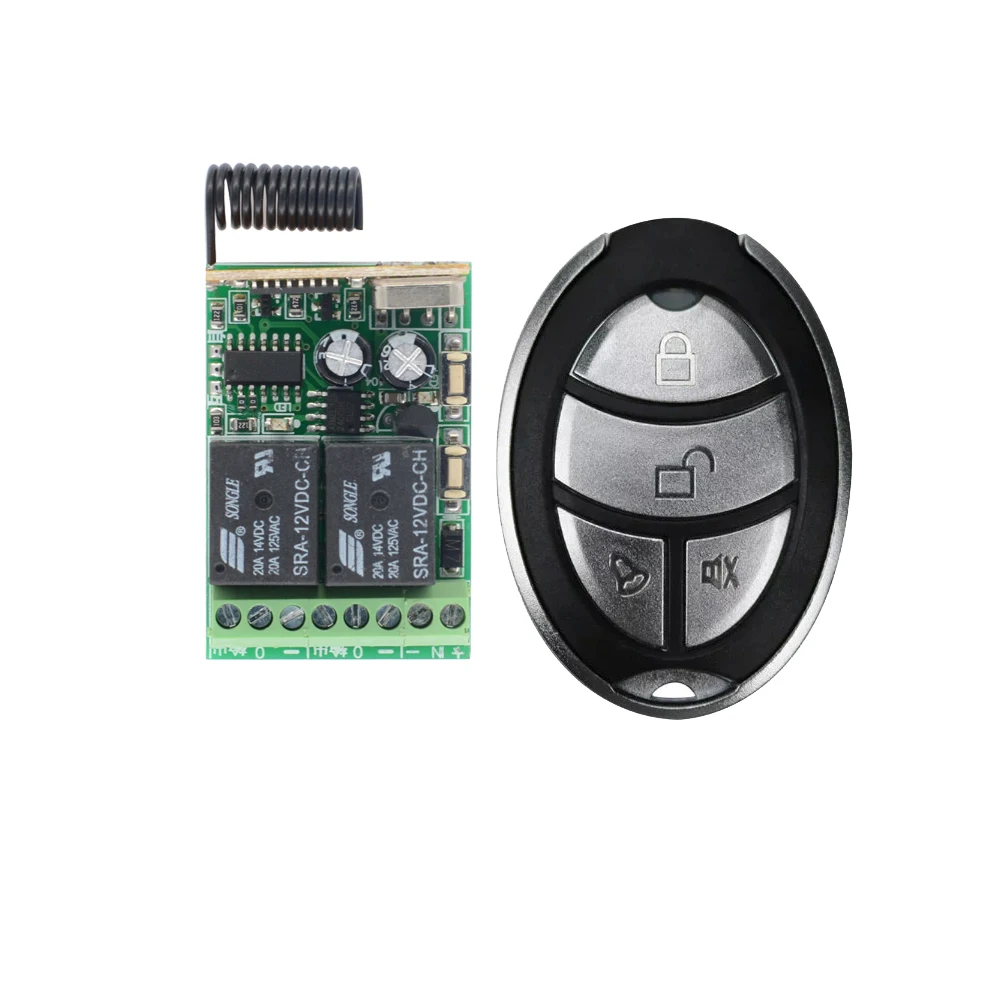 DC 12V 2 CH RF Wireless Remote Control Lighting Switch System,4 Button Transmitter + 1 X 2 Channel Receiver,315/433 MHZ DC 12V 2 CH RF Wireless Remote Control Lighting Switch System,4 Button Transmitter + 1 X 2 Channel Receiver,315/433 MHZ