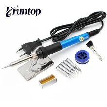 Электрический паяльник Регулируемая температура паяльная станция 110 В 220 в 60 Вт с 5 шт. железный наконечник подставка припой провода ремонтный набор инструментов