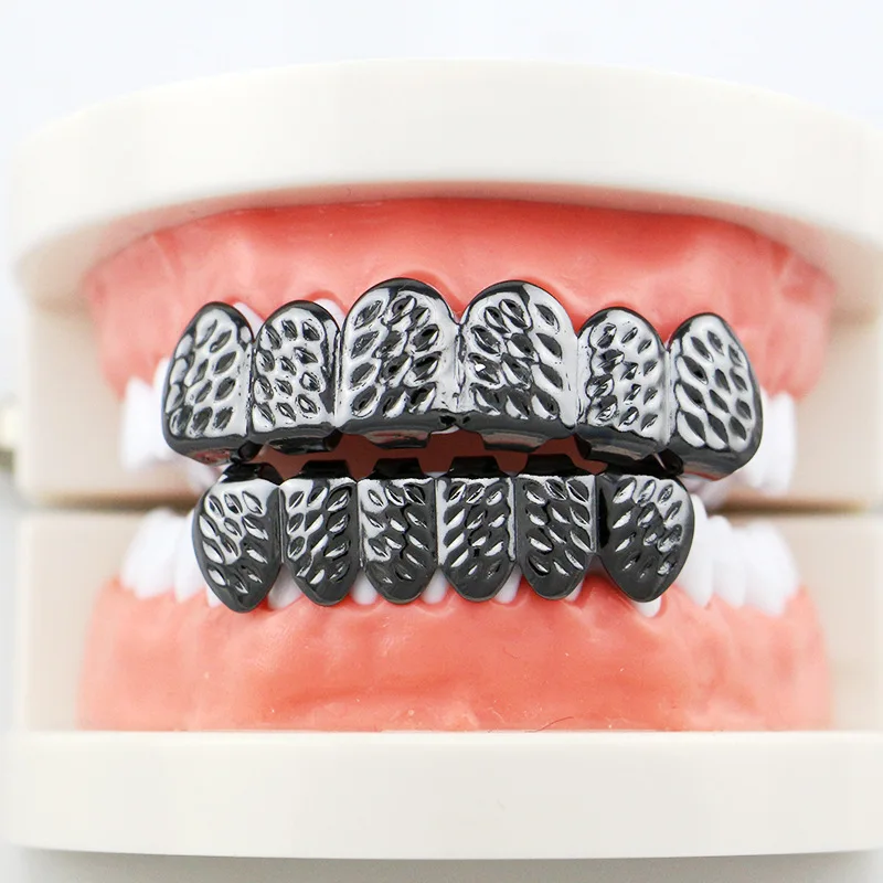 Gold Color Hip Hop Tooth Grillz Top & Bottom Grill Cap for Halloween Bling Jewelry Custom Design Fake Teeth Ornament Women Party Accessories  (4)