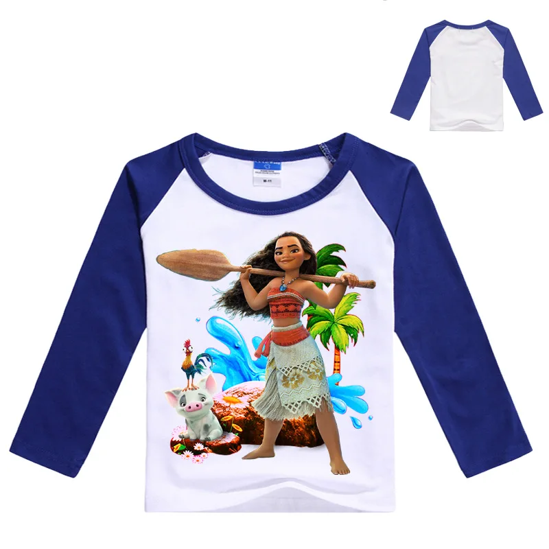 color at picture Осенние футболки для детей Детские футболки Moana Мауи Одежда для мальчиков Повседневное девушка футболки Детская одежда мультфильм - Цвет: color at picture