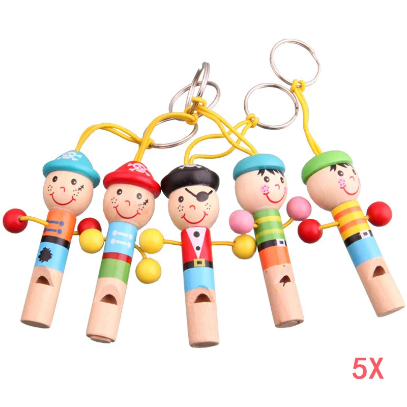 

New 5pcs Boy Pirate Whistle Wooden Whistling Educational Toys Child Whistle Toys Child Gift Musical Instrument 43