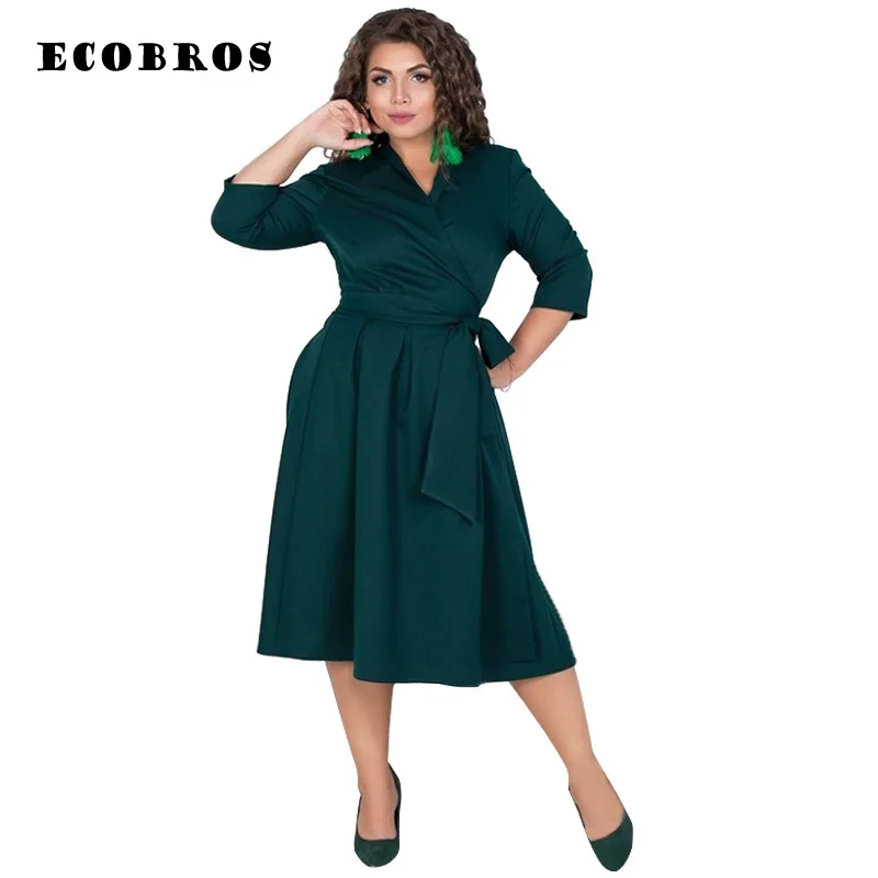 

Big size 6XL 2019 Spring Women soild colors Dress plus size Dress Bodycon Female Elegant Party Fashion Dress with belt vestdios
