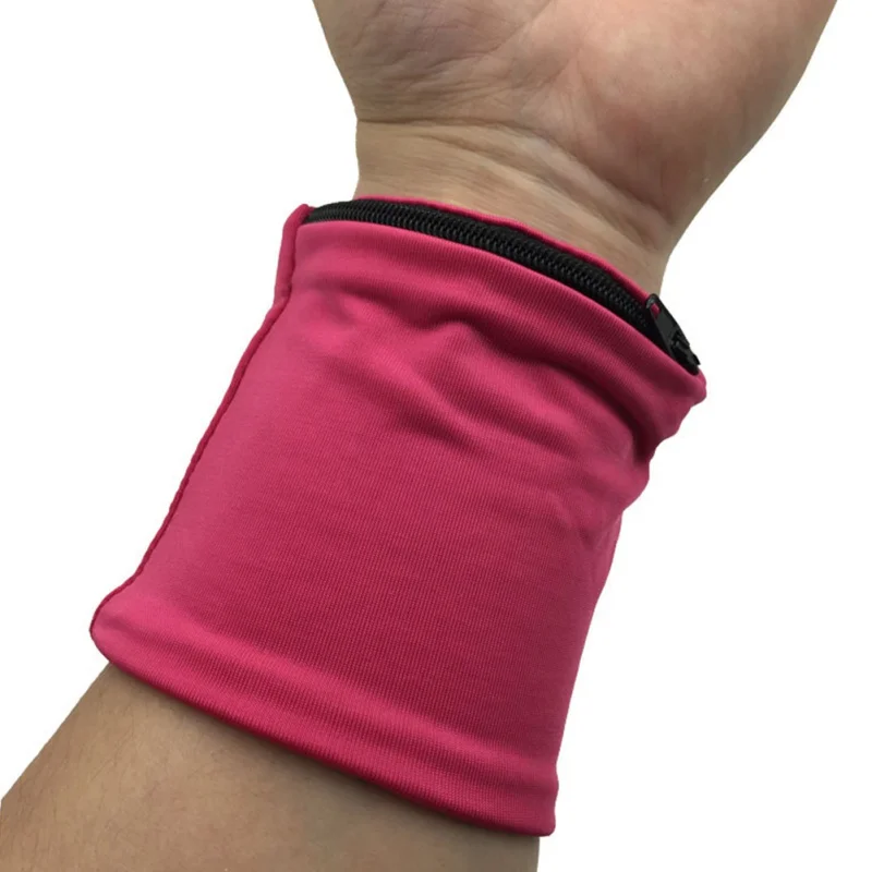 Reflective Zipper Pocket Wrist Support Wrap Straps Double Outdoor Fitness Cycling Sports Wristband Badminton Sweatband - Цвет: MR