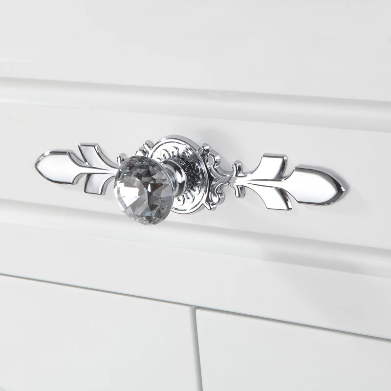 JD Luxury Diamond Crystal Handles Shoebox Cabinet Furniture Handles Closet Door Drawer Knobs Wardrobe Pulls Hardware