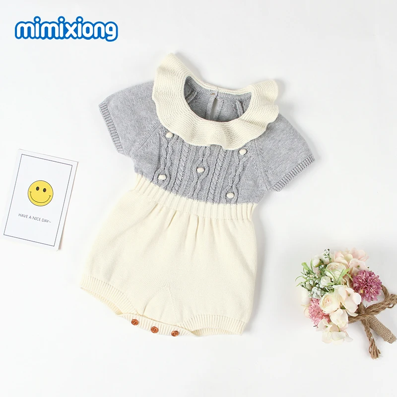 Baby Bodysuits Short Sleeve Newborn Bebes Girl Body Tops Fashion Toddler Kids Knitted Jumpsuits Children Outfits Infant Coverall