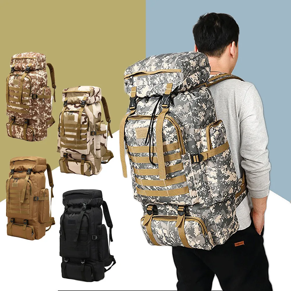 

70L Large Capacity Waterproof Climbing Hiking Military Tactical Backpack Bag Camping Mountaineering Outdoor Sport Molle 3P Bag
