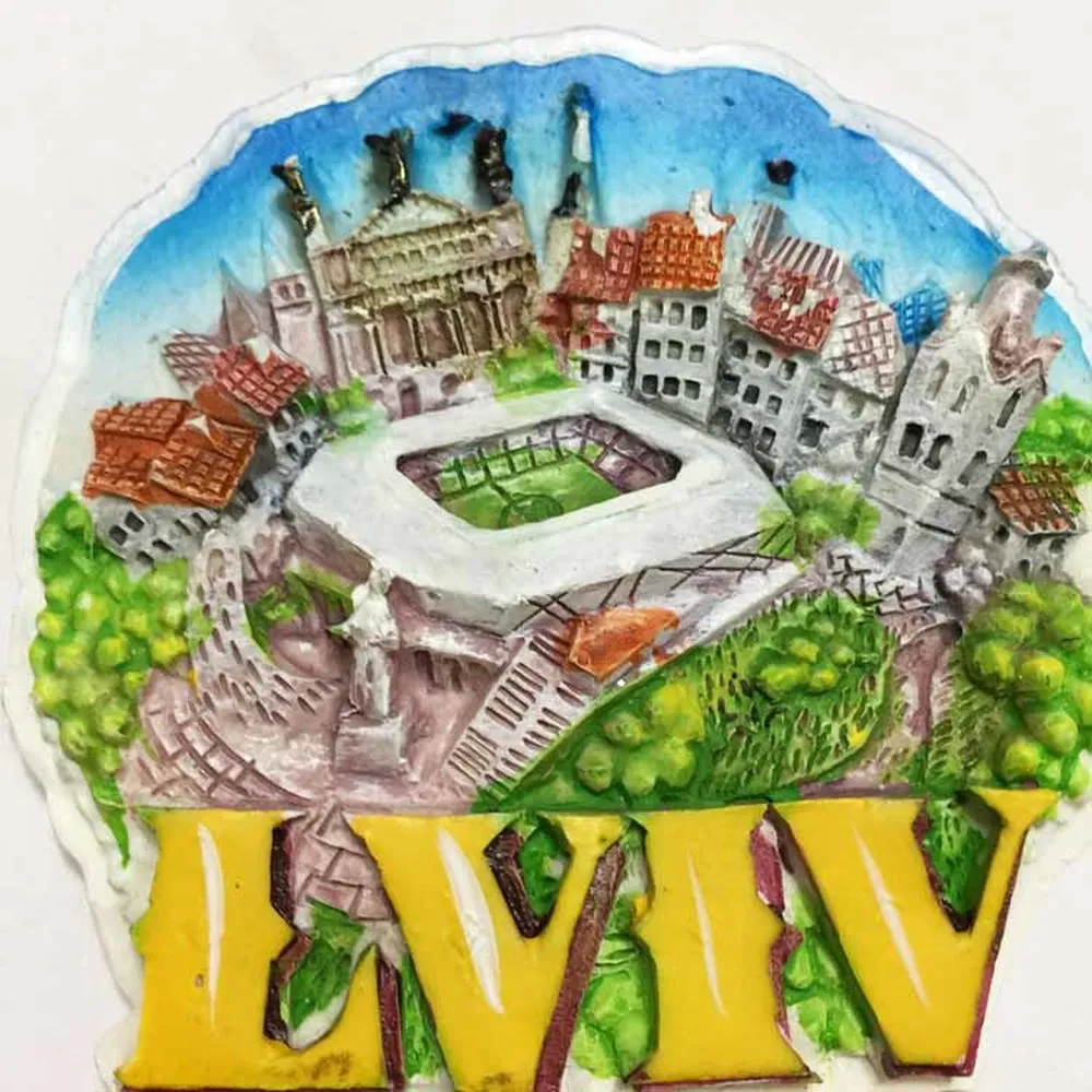

BABELEMI 1pcs NEW Ukraine Lviv Fridge Magnet Tourism Souvenir Resin Magnets for Refrigerators for Home Decoration Accessories
