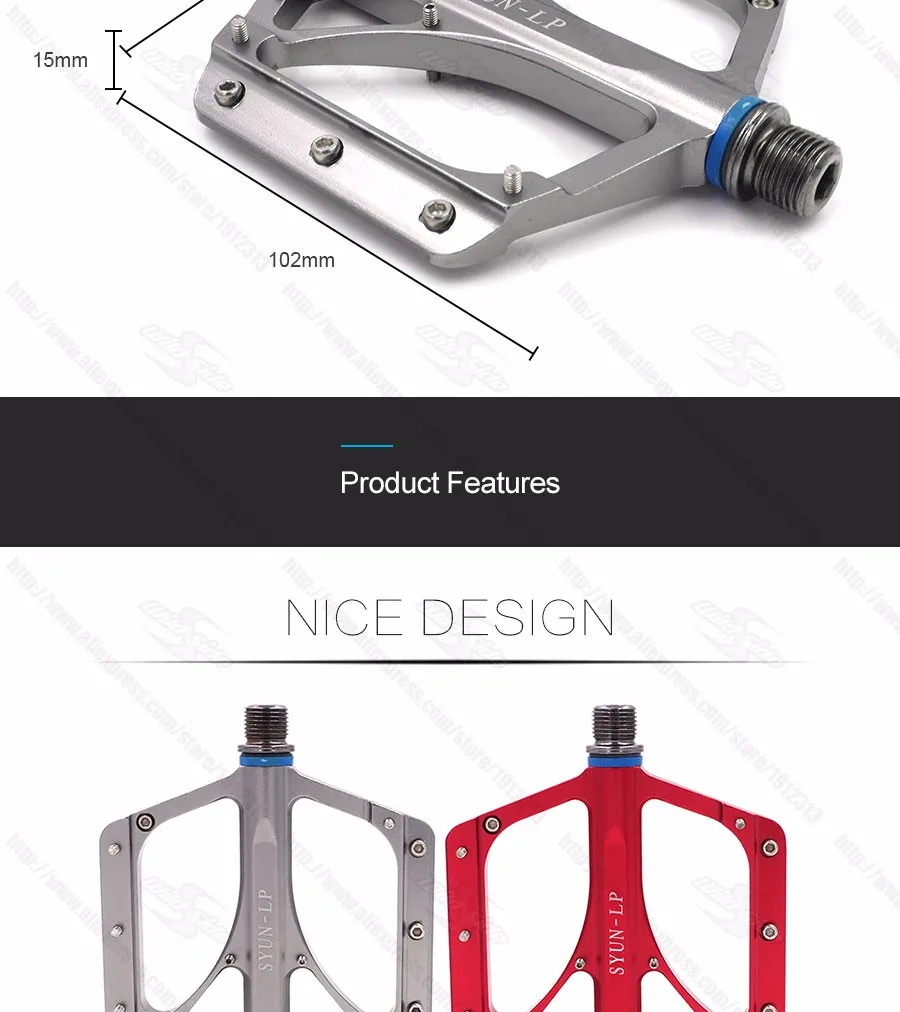 SYUN-LP велосипед алюминиевые педали сплав подножки Cr-Mo сталь MTB плоские велосипедные педали 106*102*15 мм Bicicleta велосипедные детали MTB красный