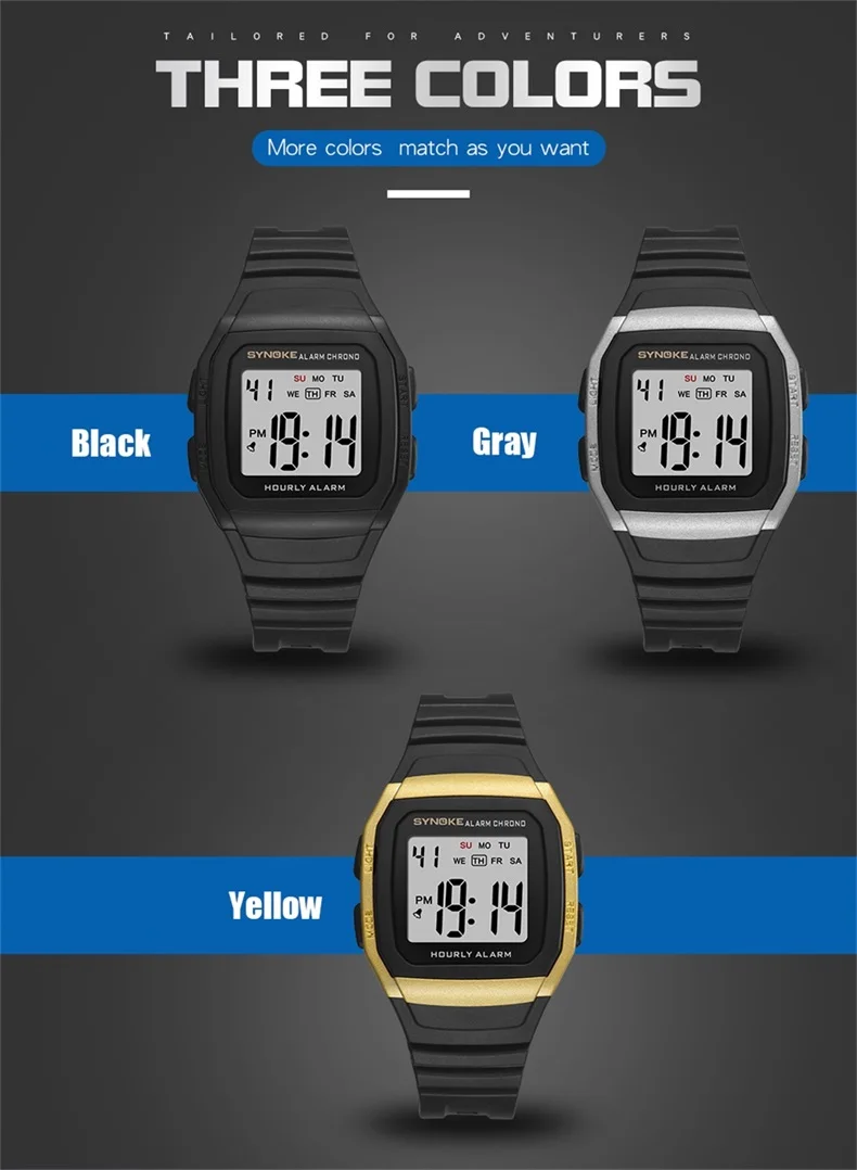 PANARS Sports Outdoor Electronic Watch Pu Strap Alarm Clock Timing Men Watch Waterproof Multi Function Military Watches