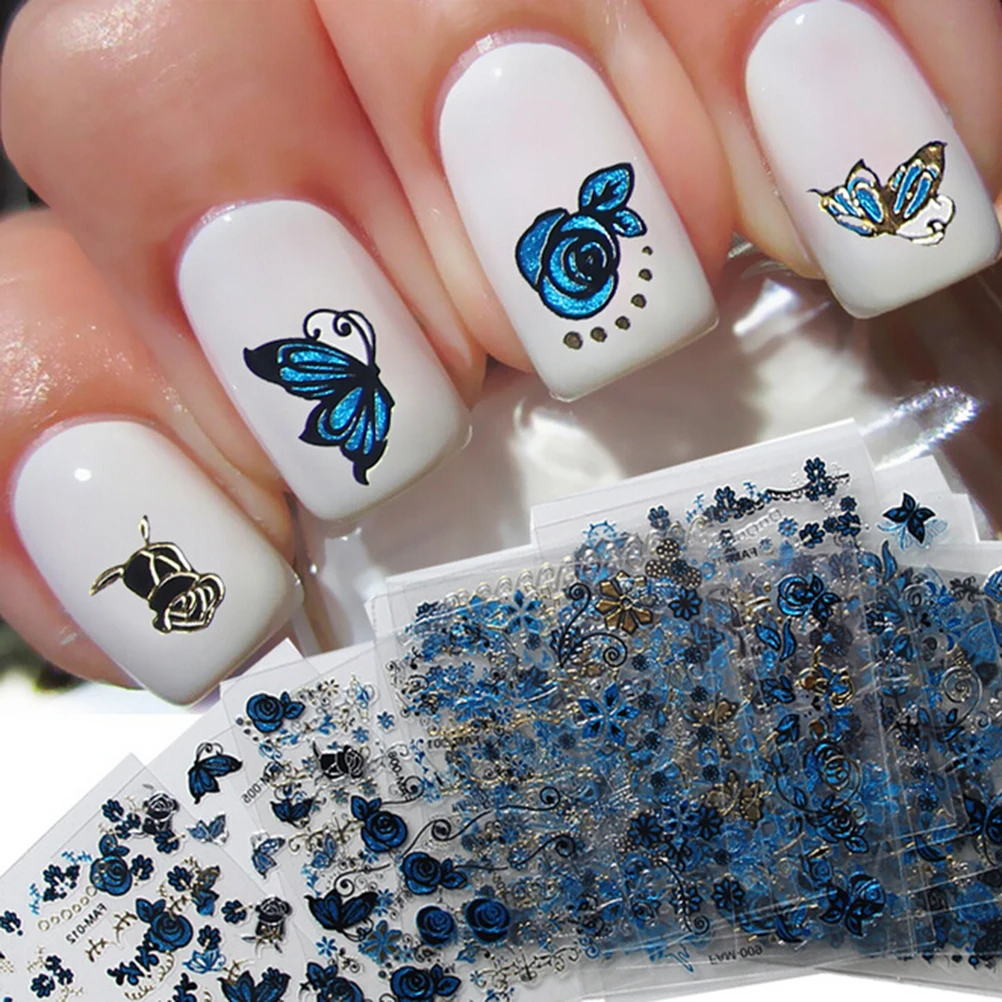 DIY дизайнер переноса воды гвозди книги по искусству стикеры бабочка цветы наклейки на ногти Фольга Маникюр