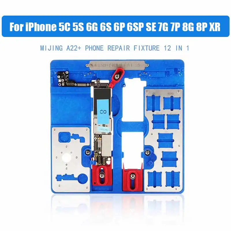 12 в 1 A22+ Зажимы для логической платы для iPhone 5C 5S 6G 6S 6P 6SP SE 7G 7P 8G 8P XR Держатель Фиксатор ремонт формы BGA инструмент для ремонта - Цвет: Blue