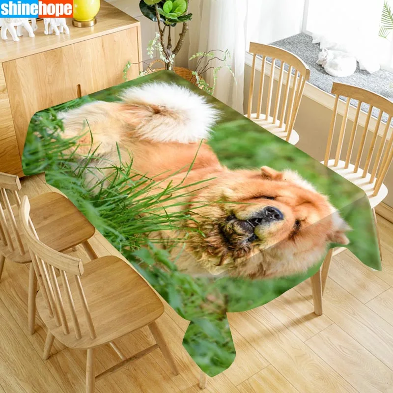  Custom Christmas Dog Chow Chow Table Cloth Oxford Print Rectangular Waterproof Oilproof Animals Tab