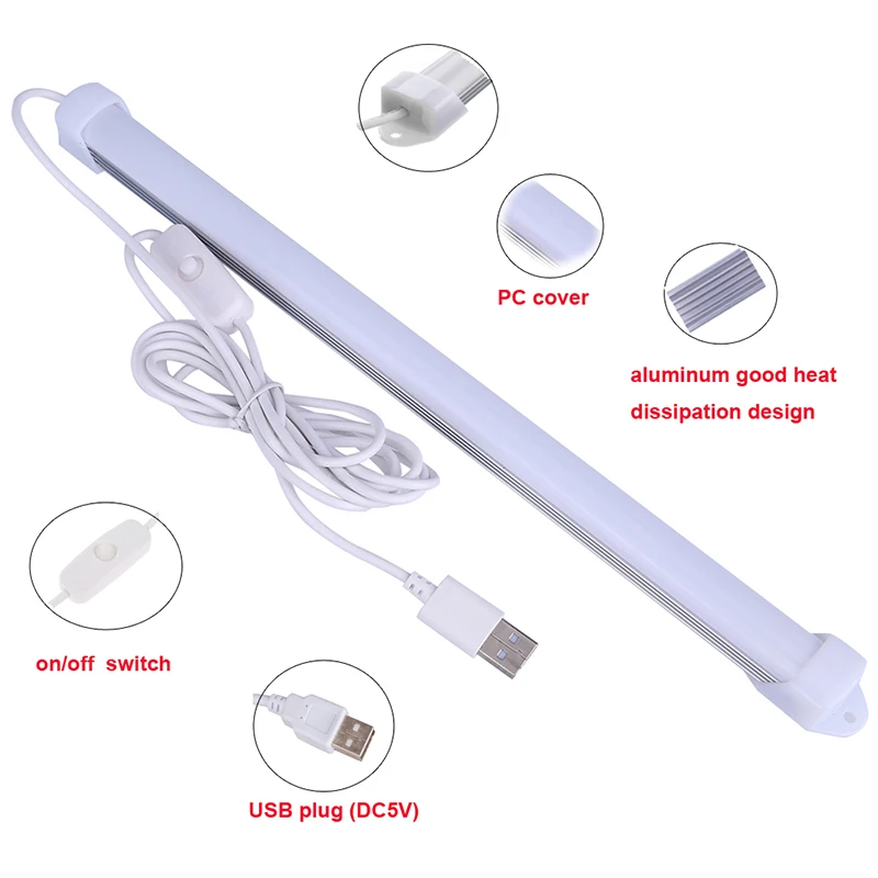 27/52 см USB Светодиодная лента DC5V Жесткая светодиодная для кухни алюминиевая