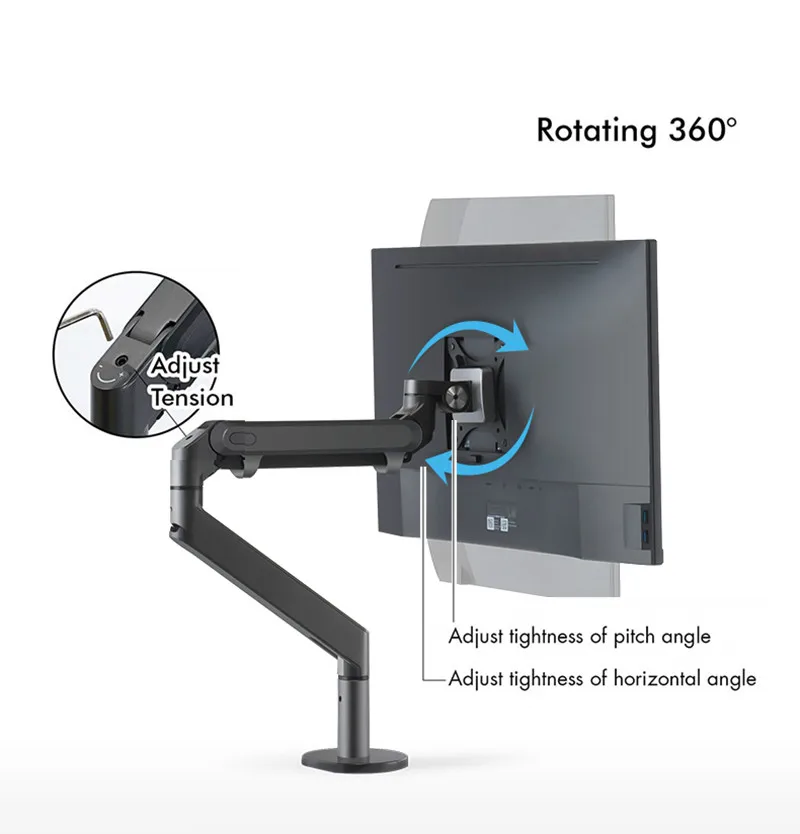 Алюминиевый регулируемый по высоте 17-32 дюймов светодиодный держатель для ЖК-монитора кронштейн с поворотом на 360 градусов для компьютерного монитора OZ-1