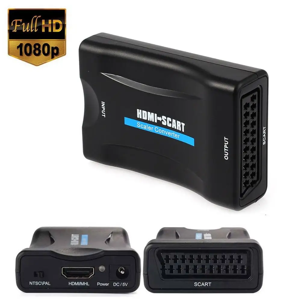  1080P HDMI a SCART Video Audio di Alto Livello Convertitore AV Adattatore di Segnale HD Ricevitore 