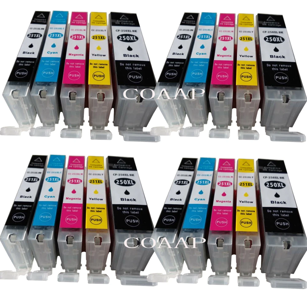 

20 Compatible PGI 250 CLI 251 ink cartridge For canon PIXMA MG5420 MG5422 MG5520 MG5522 MG6420 IP7220 MX722 MX922 IX6820 printer