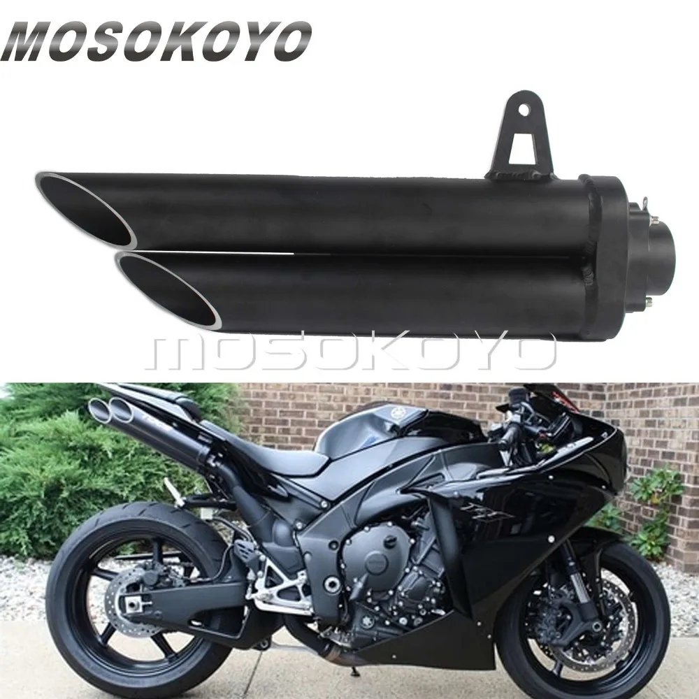 

Retro Black Aluminum Motorcycle Exhaust Muffler Twin Silencer Pipes for Kawasaki Z800 Z900 Z750 ZX10R Yamaha R1 R6