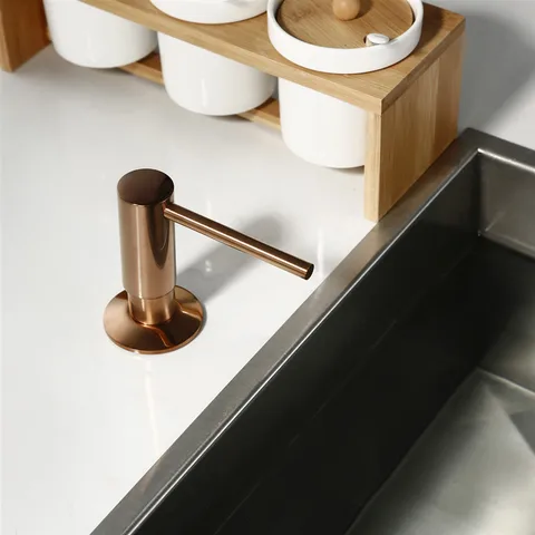 Construído em Latão Dispensador de Sabão Maciço Design Fácil Instalação-bem Construído Escovado Ouro Rosa