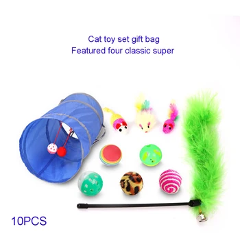 

Cat Toys Sets Pet Products Interactive Supplies Playing Toys Mouse and Ball Pet Cat Tunnel Training