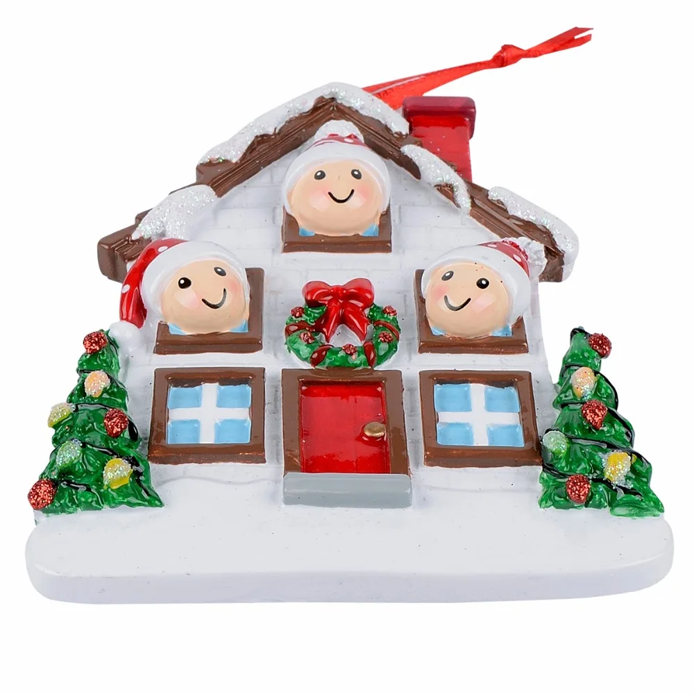 Wholesale Resin Bear Family Of 3 Christmas Ornament Personalized Gift Write Your Own Name For Holiday Home Decor Miniature Craft