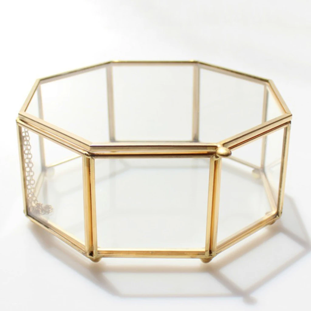 Clear Glass Geometric Terrarium Box Jewelry Organize Wedding Favor