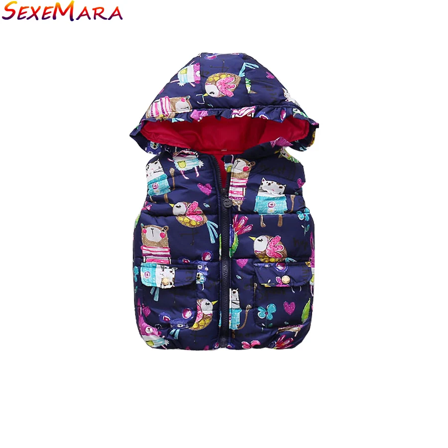 

Children Clothes new girls Outerwear Coats 2018 Autumn winter Graffiti hooded Girls Vest Jackets Baby Girl Warm Waistcoat