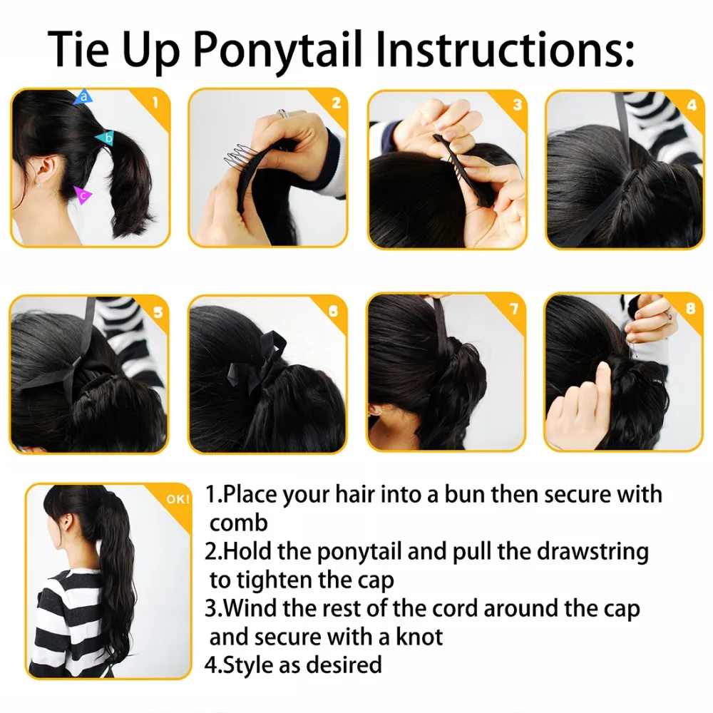 Hair Sw Long Wavy High Temperature Sythetic Tie Up Ponytail Clip