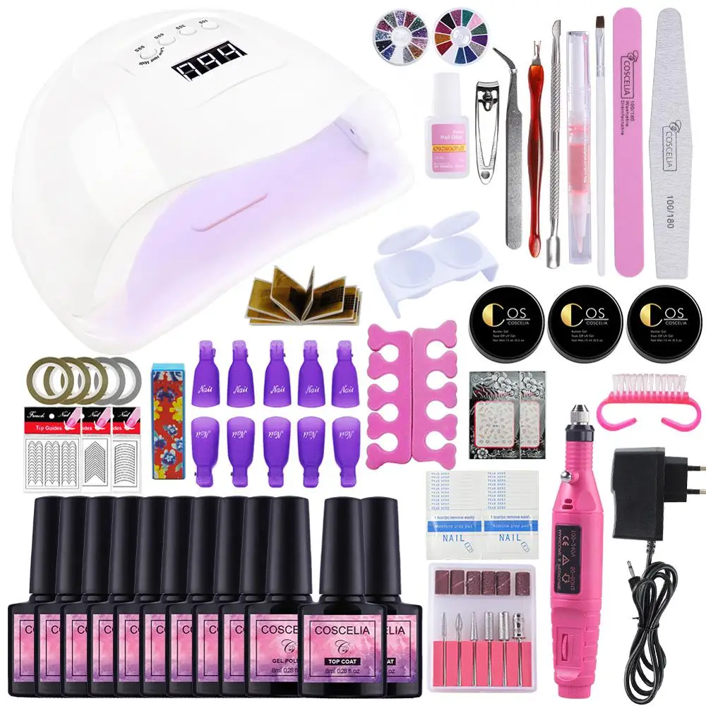 

Full Nail Manicure Set With 80/36/24W UV LED Lamp Nail Art Tools Sets Soak Off Gel Nail Polish Drill Machine For Manicure Set