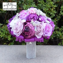 Perfectlifeoh Свадебный букет Искусственный букет розы букеты невесты розы свадебный букет с брошью