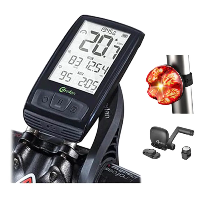 

Wireless Bicycle Speedometer Meilan M4 and S1 Taillights Tachometer Heart Rate Monitor cadence Speed Sensor Waterproof Stopwatch