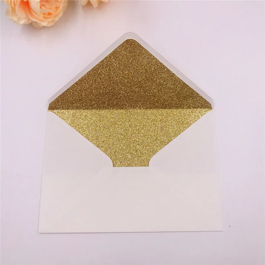 Pearl paper wedding invitation card envelopes pink burgundy white ivory navy red black silver rose gold glitter 25x