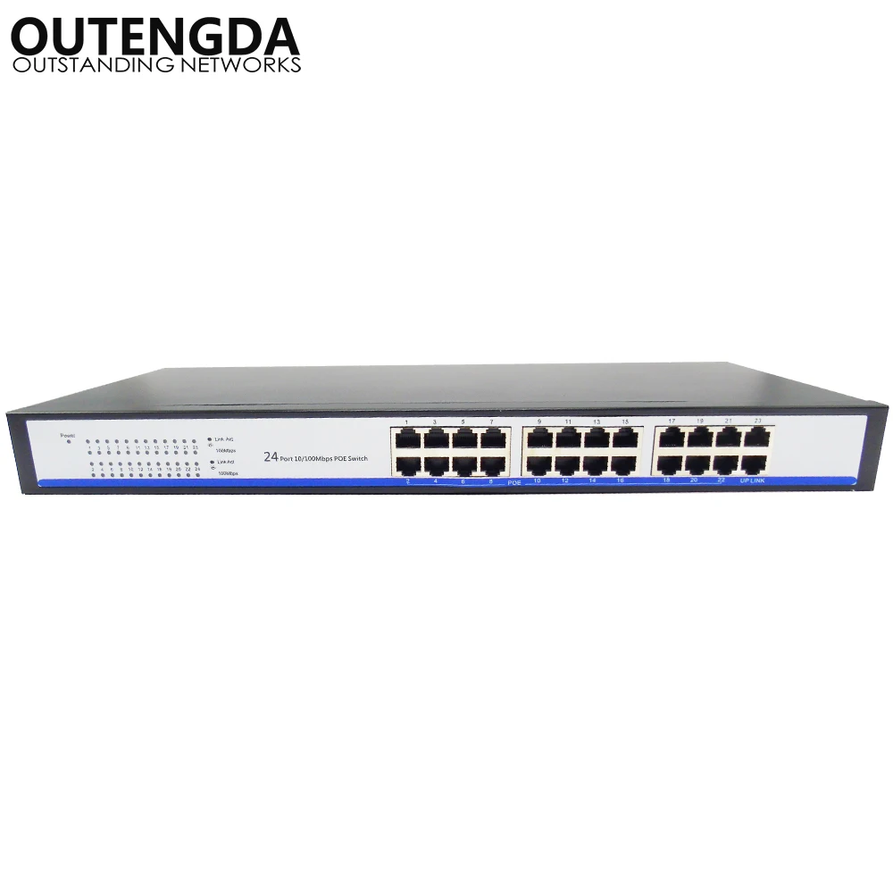 2018 New 24 Ports 10/100m Poe Switch 24V Power over with 23 POE Ports and 1 Uplink for