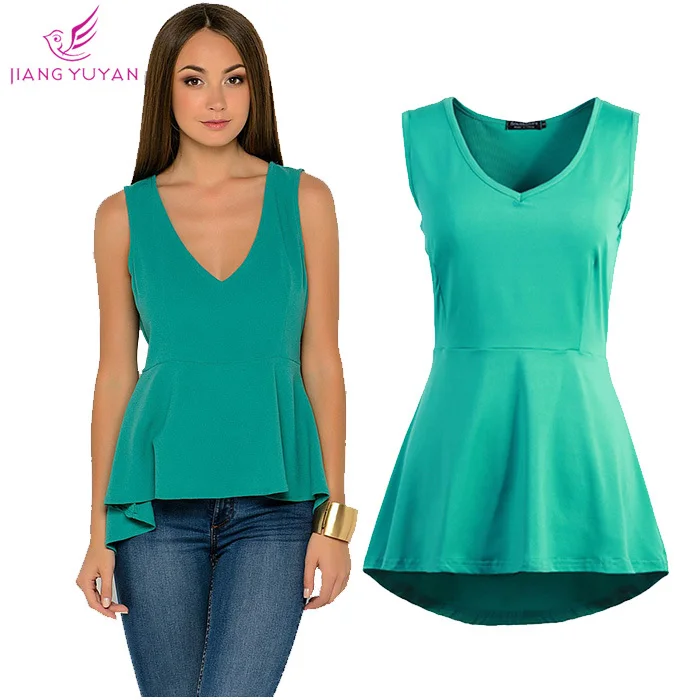 Verde sin mangas de la blusa camisas mujeres con cuello en