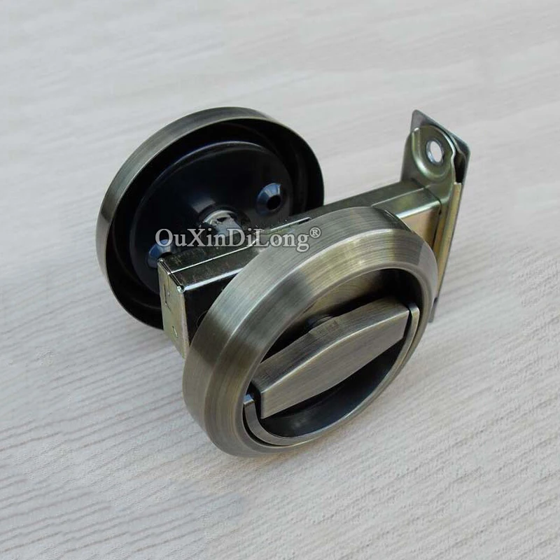 

Brand New 10PCS Stainless Steel Bronze Cup Handle Recessed Door Lock Fire Proof Set Disk Ring Locks for Door Thickness over 55mm
