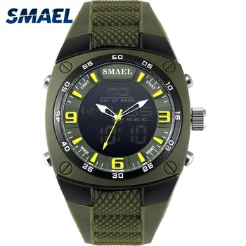 

2018 Smael Brand Men Watches Military Alloy Big Dial Sport Watch Waterproof Dive Digital Quartz 1008 Men's Wristwatch Clock Army
