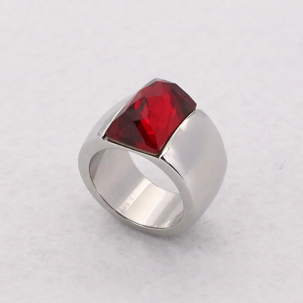 JSBAO Новое поступление 9 цветов большое кристаллическое кольцо для женщин Кристальное кольцо с красным камнем золотого цвета 6#-10# Женское Обручальное кольцо