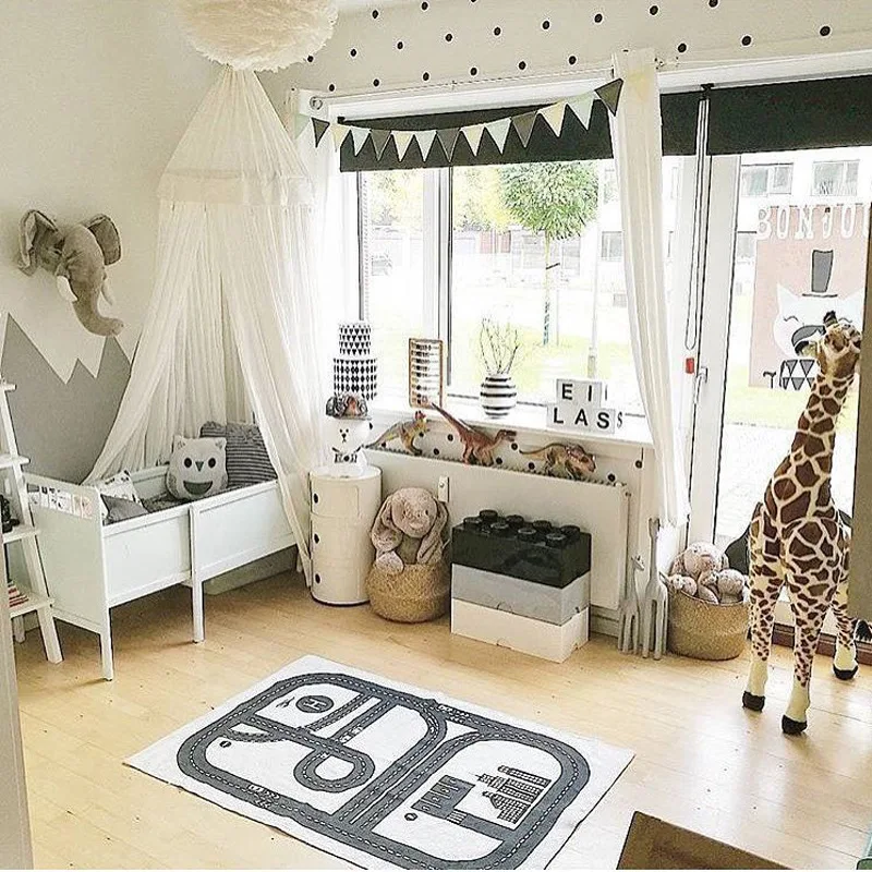 

Canvas Car Track Children Crawling Mat Bedroom Living Room Carpet Continental Game Pad Kids Room Road Trip Floor Rug Mat