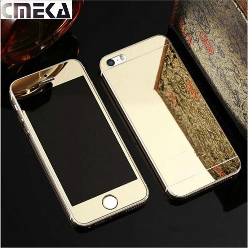 Cmeka Rose Gold Front + Back Mirror Premium 9H Tempered Glass Film Cover For iPhone 6 6S 7 7plus Screen Protector Case Coque | Мобильные