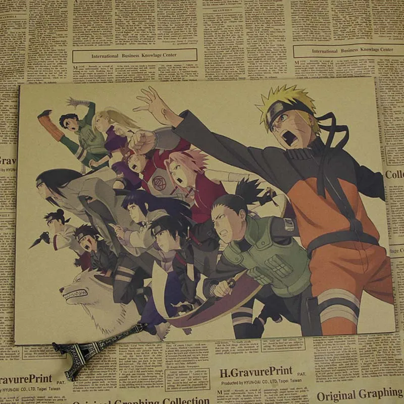 Уютный момент аниме Uzumaki Naruto постер Naruto Uzumaki Naruto/Итачи Учиха/Akatsuki Винтаж плакат из крафт-бумаги, ручной стержень, для кафе, для домашнего декора QT442 - Цвет: Зеленый