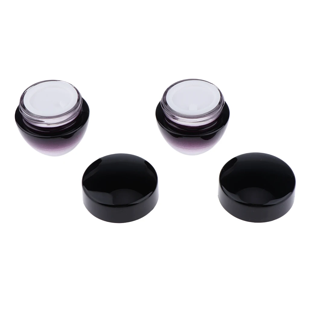 2x15g Violet Glass Refillable Cosmetic Jars Empty Face Cream Lip Balm Pot Storing Face & Hand Creams