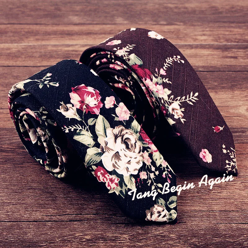New Man/'s Cotton Floral Tie Neck Tie Wedding Party Necktie Narrow Slim Skinny